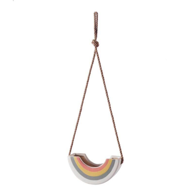 Design Shop Multicolor Rainbow Hanging Planter, 7.5" X 19.5".