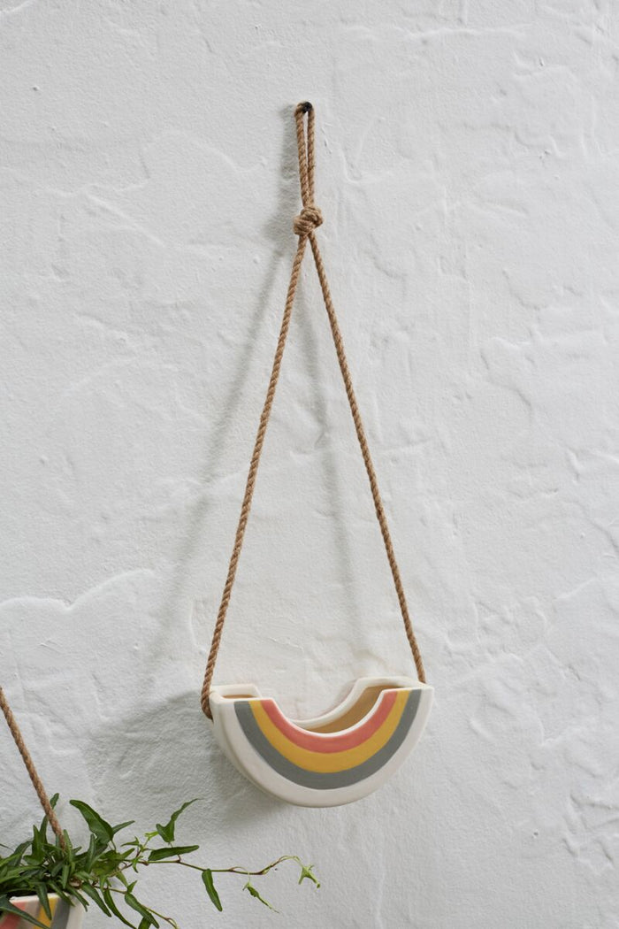 Design Shop Multicolor Rainbow Hanging Planter, 7.5" X 19.5".