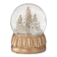 7.75" Gold & Cream Winter Scene Musical Snow Globe