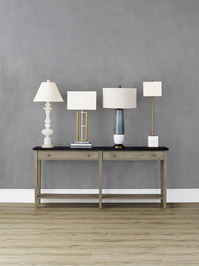 Currey and Company One Light Table Lamp from the Thompson collection in Brass/White finish