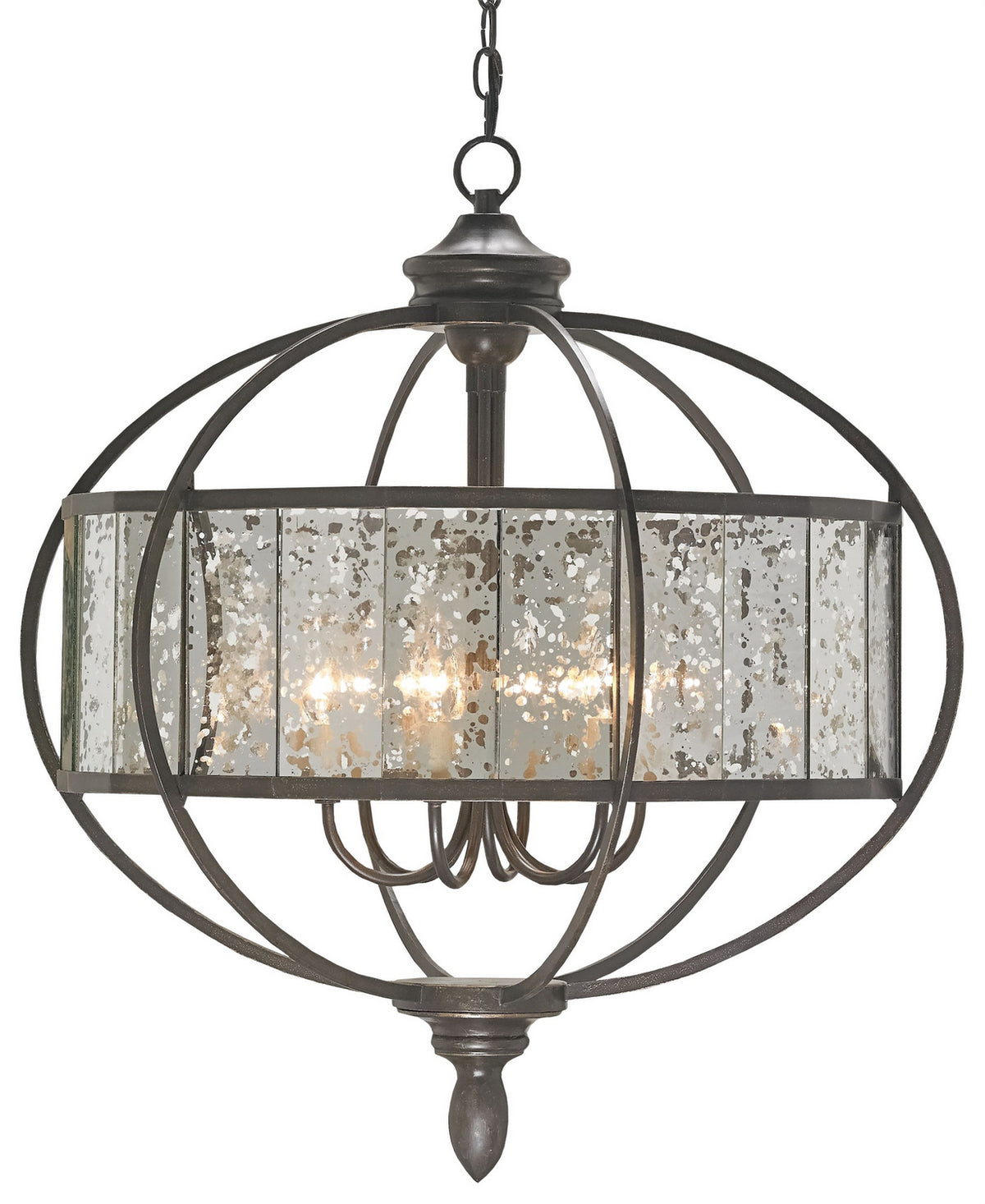Currey and Company Six Light Chandelier from the Florence collection in Bronze Gold/Raj Mirror finish