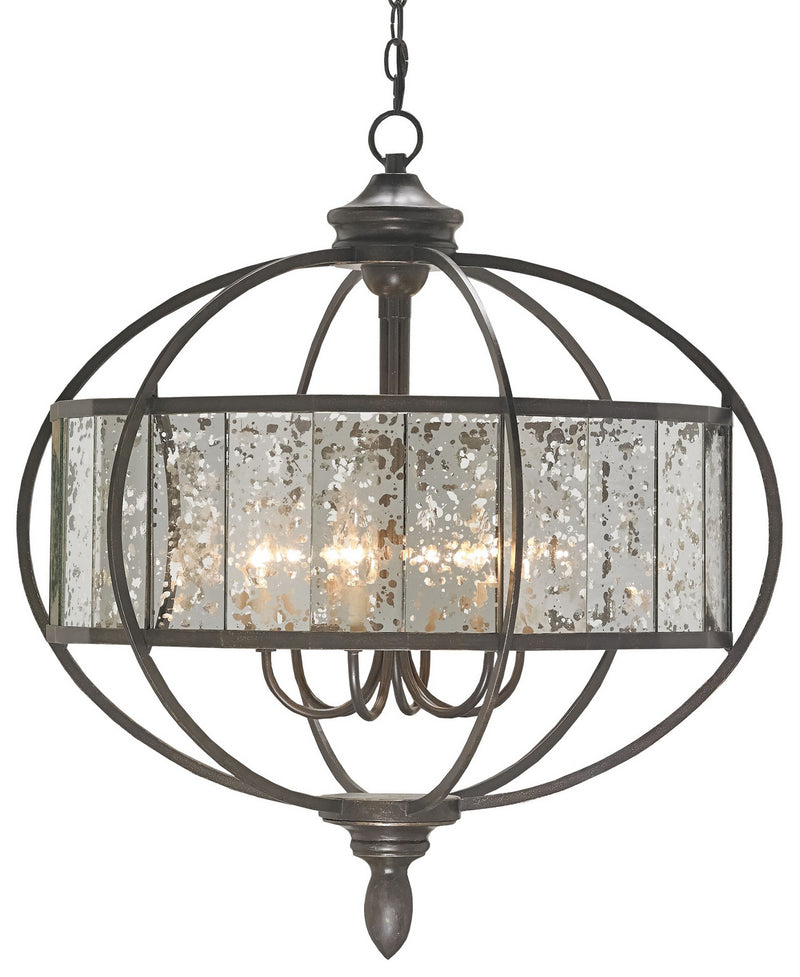 Currey and Company Six Light Chandelier from the Florence collection in Bronze Gold/Raj Mirror finish