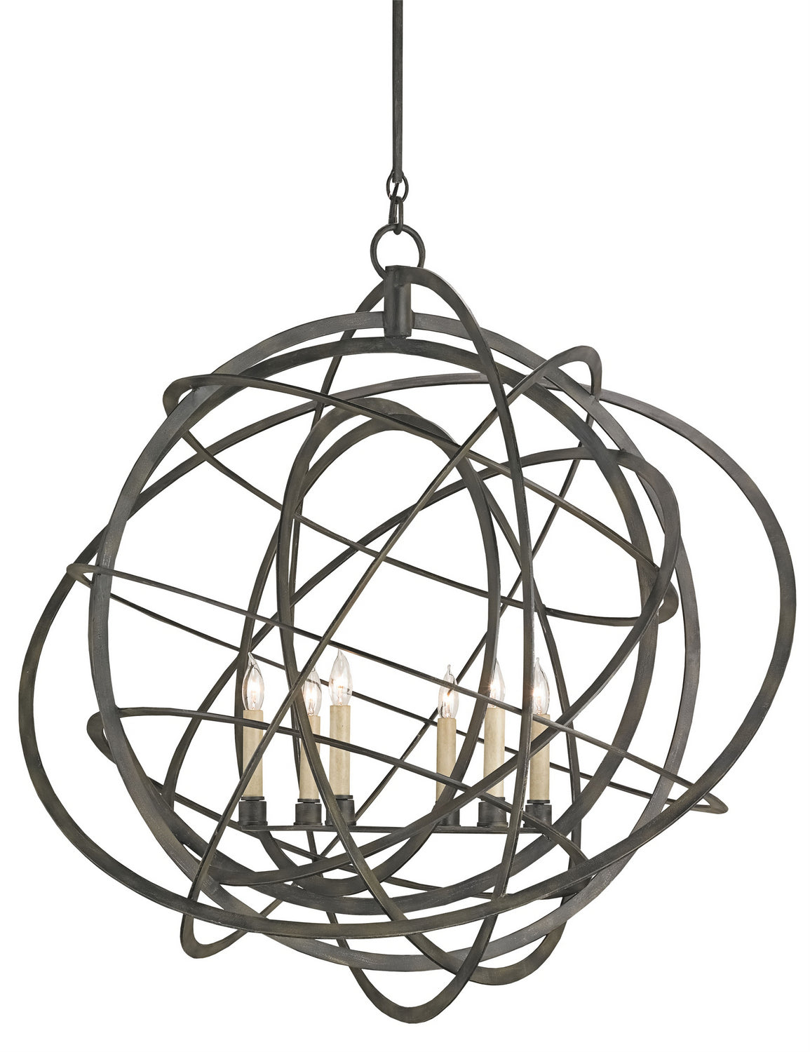 Currey and Company - 9488 - Six Light Chandelier - Genesis Collection - Black Iron