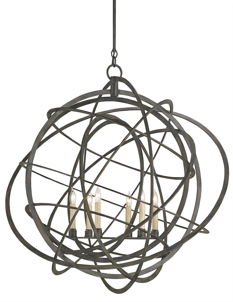 Currey and Company - 9488 - Six Light Chandelier - Genesis Collection - Black Iron