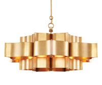 Currey and Company - 9494 - Six Light Chandelier - Grand Lotus Collection - Antique Gold Leaf
