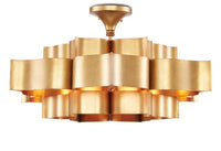 Currey and Company - 9494 - Six Light Chandelier - Grand Lotus Collection - Antique Gold Leaf