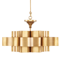 Currey and Company - 9494 - Six Light Chandelier - Grand Lotus Collection - Antique Gold Leaf