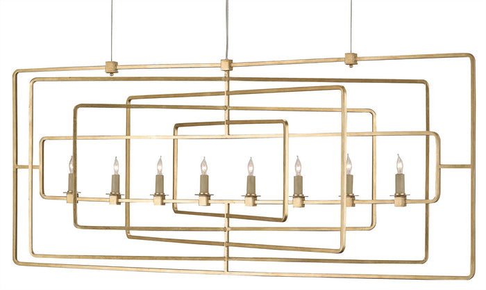 Currey and Company Eight Light Chandelier from the Metro collection in Contemporary Gold Leaf finish