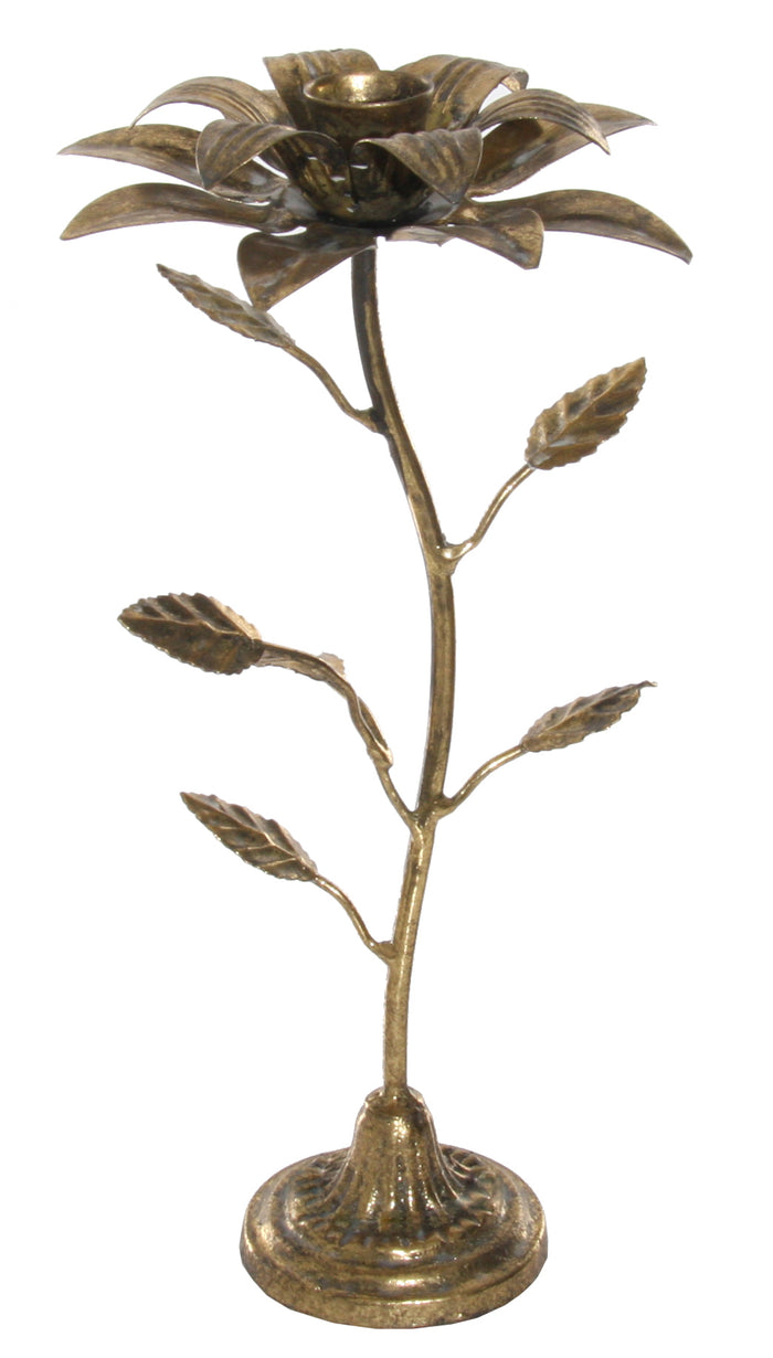 Design Shop Gold Metal Flower Candle Holder, 12.60"