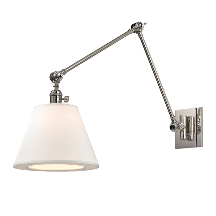 Hudson Valley One Light Swing Arm Wall Sconce from the Hillsdale collection in Polished Nickel finish