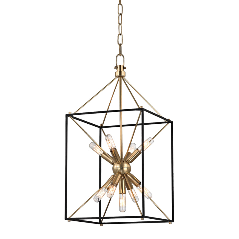 Hudson Valley - 8912-AGB - Nine Light Pendant - Glendale - Aged Brass/Black