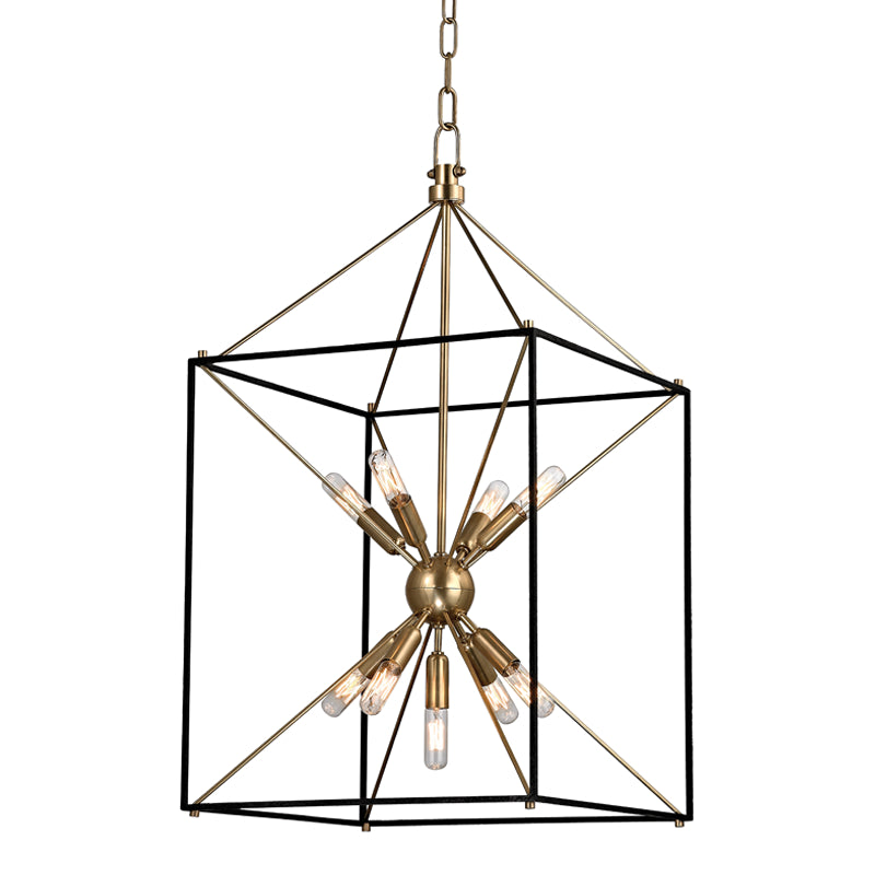 Hudson Valley - 8916-AGB - Nine Light Pendant - Glendale - Aged Brass/Black