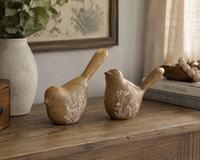 Design Shop Brown Resin Flower Embossed Birds, Set of 2