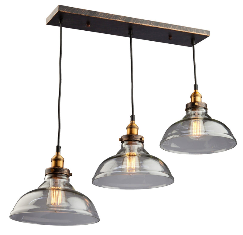 Artcraft Three Light Pendant from the Greenwich collection in Bronze & Copper finish