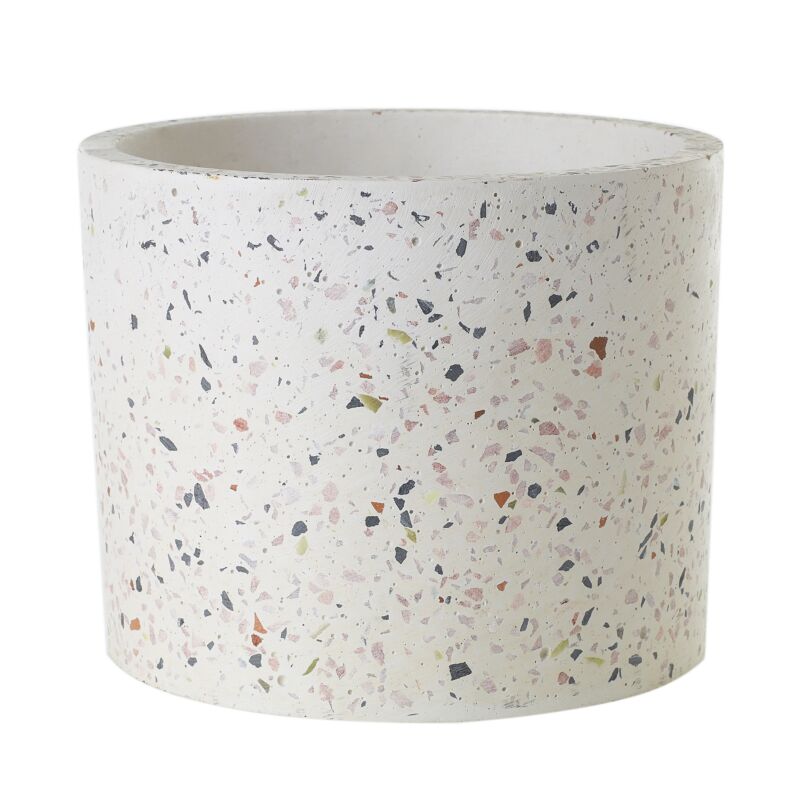 Design Shop White Terrazzo Collection Pot, 7.25" X 6"