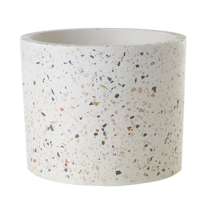 Design Shop White Terrazzo Collection Pot, 7.25" X 6"