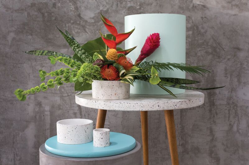 Design Shop White Terrazzo Collection Pot, 7.25" X 6"