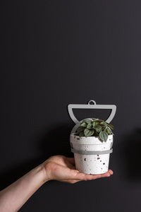 Design Shop Grey Lazaro Hanging Pot, 4" X 3.75", Set of 2.