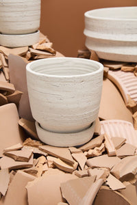 Design Shop Salvage Pot with Saucer 8"x 8"
