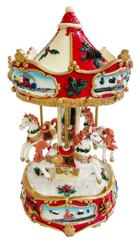 Design Shop 24cm Red Carousel Music Box