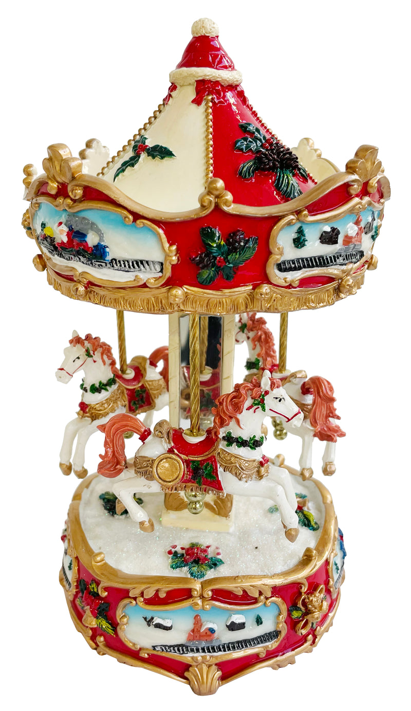 Design Shop 24cm Red Carousel Music Box