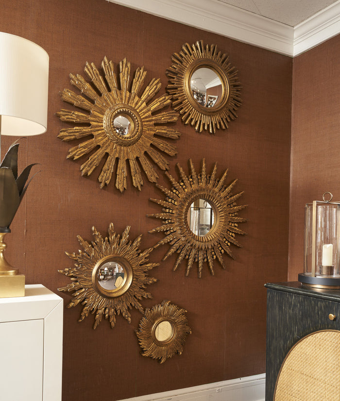 Chelsea House Set of Five Gold Starburst Mirrors