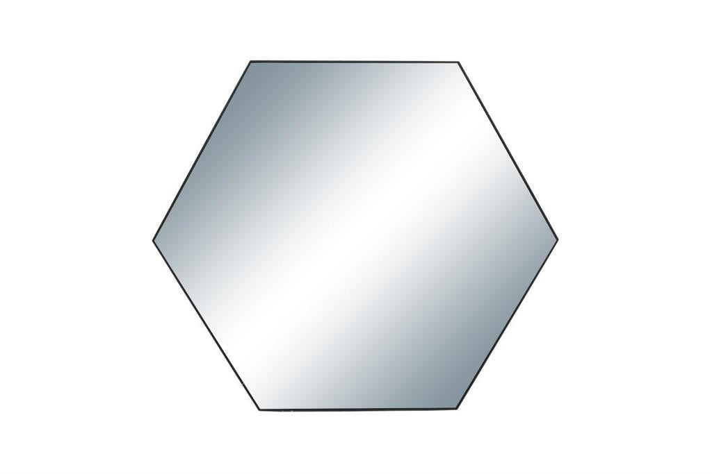 Design Shop  Gray Wood Hexagon Wall Mirror w/ Thin Minimalistic Frame