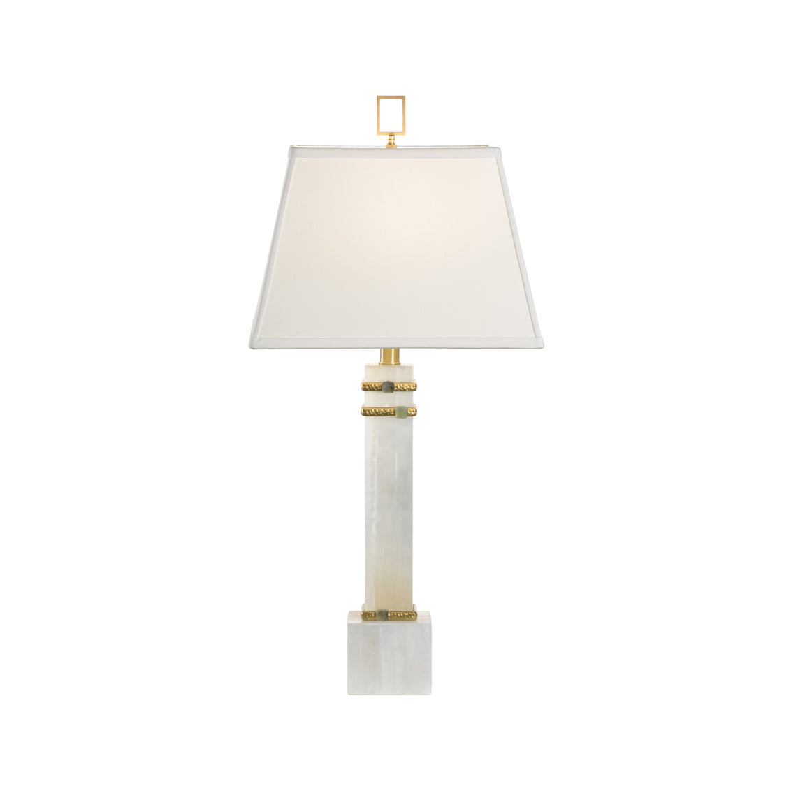 Chelsea House ALABASTER COLUMN LAMP WITH GOLD/STONE RINGS