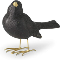 Design Shop Assorted 4.75 Inch Glittered Black Resin Birds with Gold Feet (2 Styles)