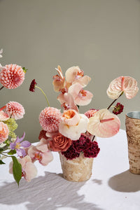 Design Shop Natural Birch Collection with Zinc Pot, 5.5" X 5".