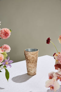 Design Shop Natural Birch Collection with Zinc Vase, 4.75" X 9".