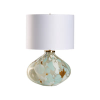Decorative table lamp with floral design on a white background