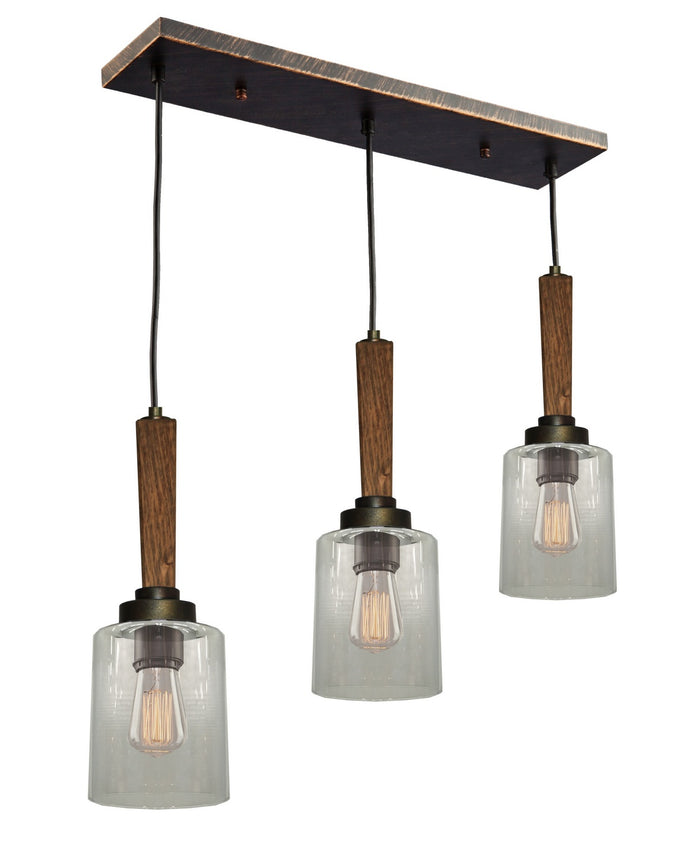 Artcraft Three Light Island Pendant from the Legno Rustico collection in Burnished Brass finish