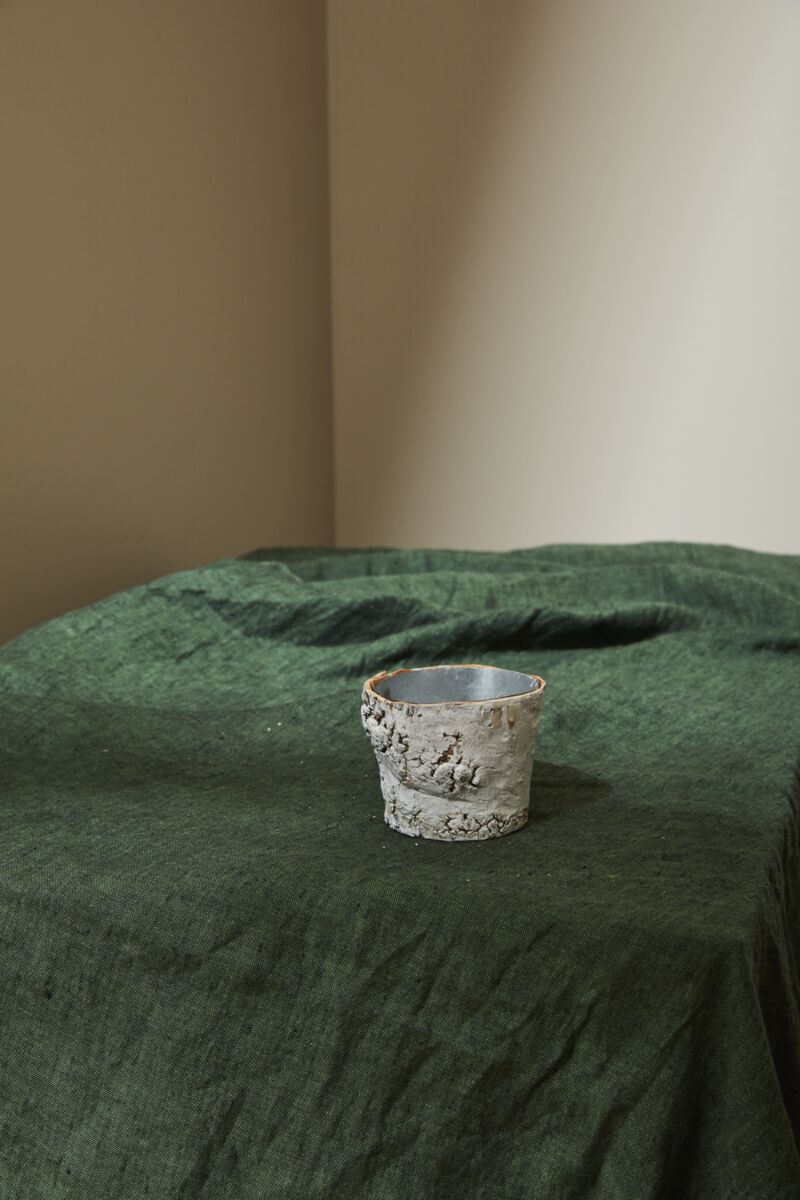 Design Shop White Birch Pot w/ Zinc, 3.75" X 3".