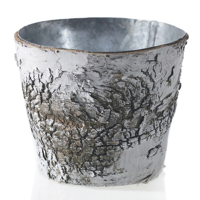 Design Shop White Birch Pot w/ Zinc, 5" X 4.25".