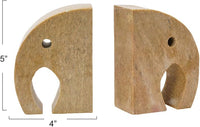 Design Shop Elephant Soapstone Green Pack of 2 Bookends, 4" L w x 5" H
