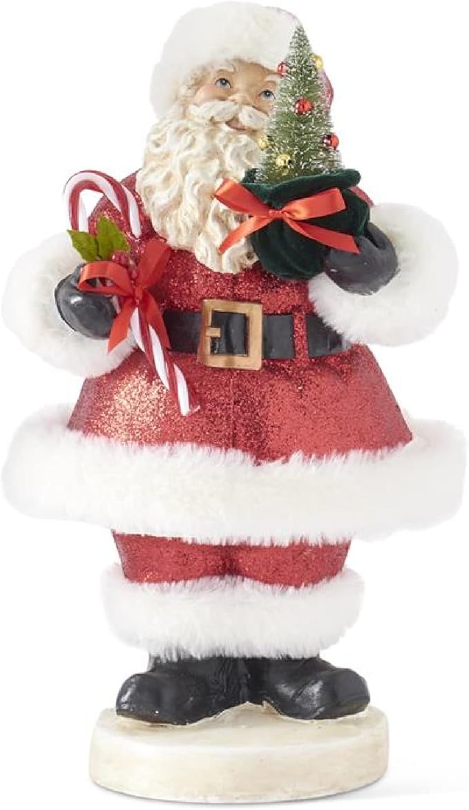 Vintage Santa with Red Glitter Coat - 14.75"