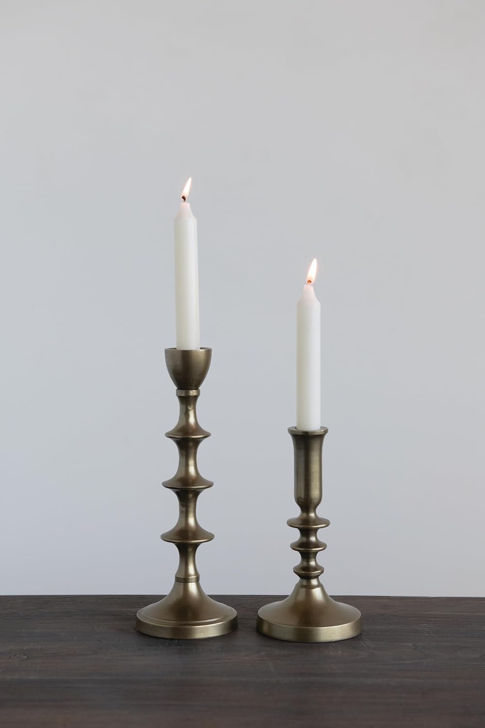 Design Shop Decorative Metal Taper Holders, Gold, Set of 2