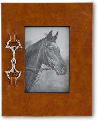 Design Shop Tan Leather Horse Bit Photo Frames, Set of 2