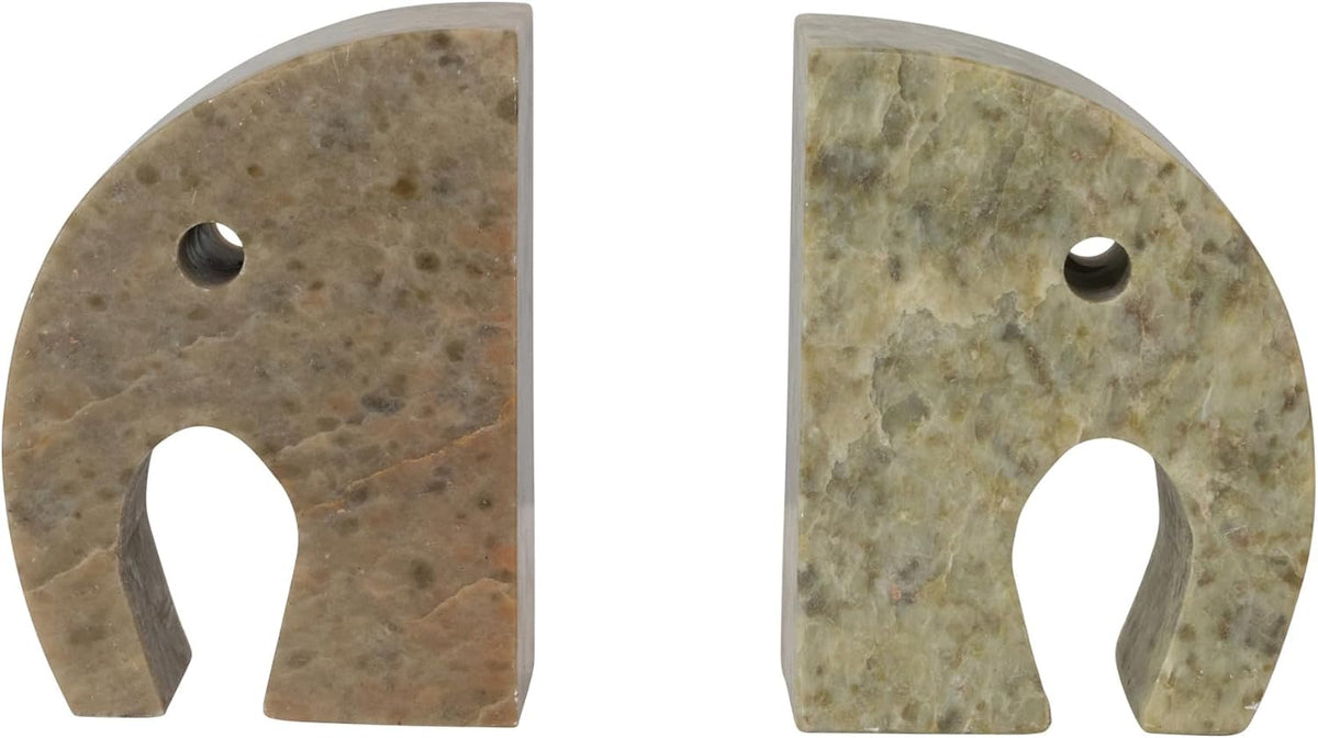 Design Shop Elephant Soapstone Green Pack of 2 Bookends, 4" L w x 5" H