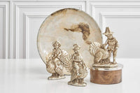 Design Shop Assorted 7.25 Inch Antique Silver Resin Children with Turkeys, Set of 3