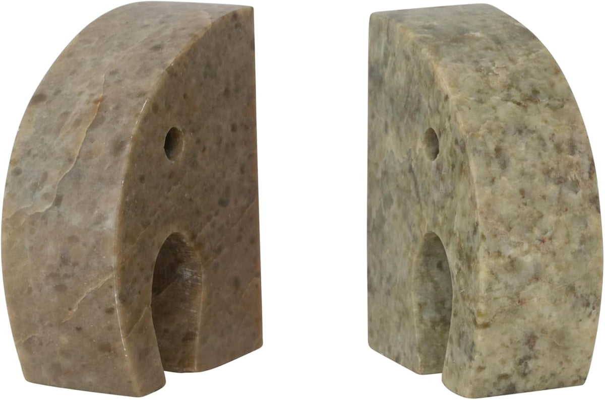 Design Shop Elephant Soapstone Green Pack of 2 Bookends, 4" L w x 5" H