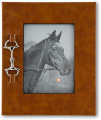 Design Shop Tan Leather Horse Bit Photo Frames, Set of 2