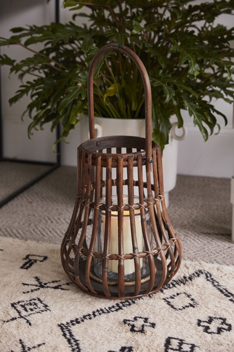 Design Shop Brown Tavira Lantern, 12.25" X 14.5".