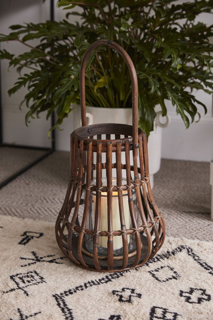 Design Shop Brown Tavira Lantern, 12.25" X 14.5".