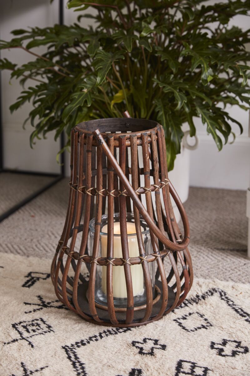 Design Shop Brown Tavira Lantern, 13.25" X 17.5".