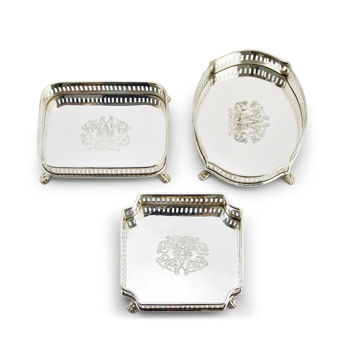 Design Shop Galway Engraved Gallery Tray Asst Set of 3.