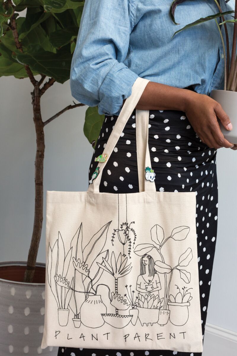 Design Shop Off-White AD Tote Bag Plant Parent, 0.25" X 15", Set of 5.