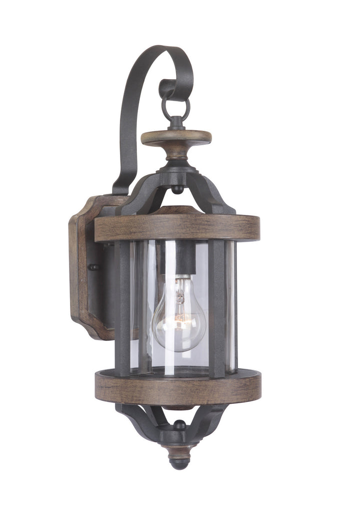 Craftmade One Light Wall Mount from the Ashwood collection in Textured Black/Whiskey Barrel finish
