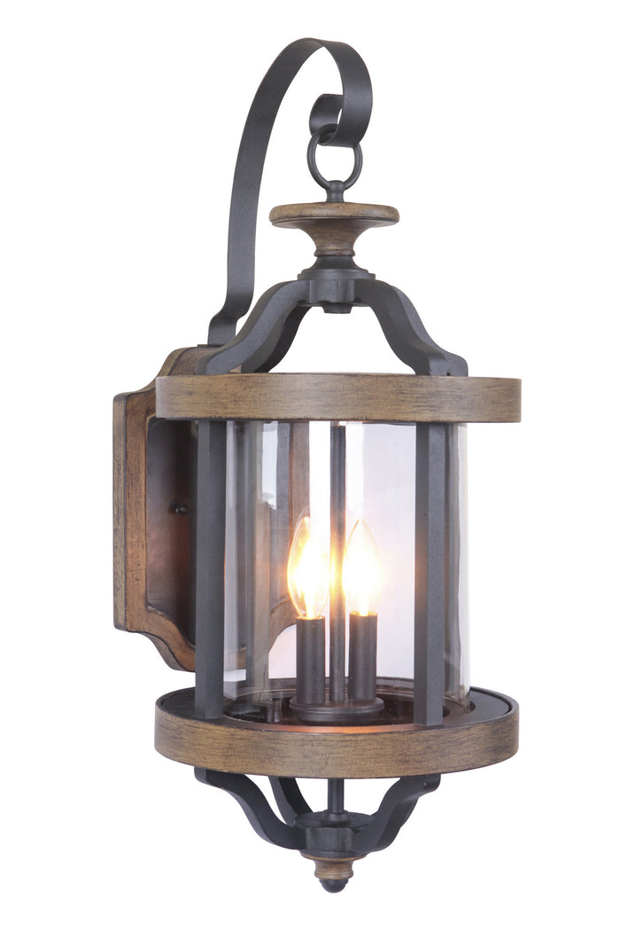 Craftmade Two Light Wall Mount from the Ashwood collection in Textured Black/Whiskey Barrel finish